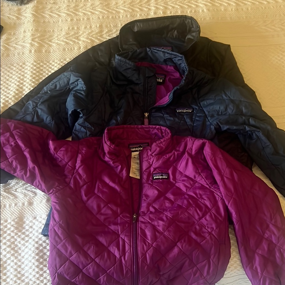 Patagonia Navy and Magenta Quilted Jackets